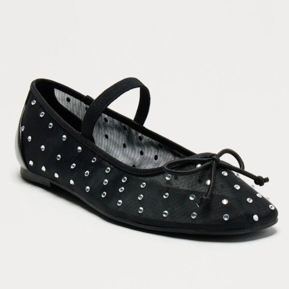 BRAND NEW BAMBOO MESH BALLET RHINESTONES WOMEN'S FLATS - Picture 1 of 15